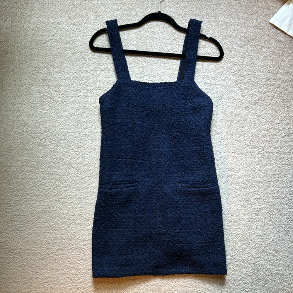 Abercrombie and Fitch tweed shift mini dress navy blue XS